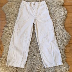 Free People Cream Wide Legged Pant